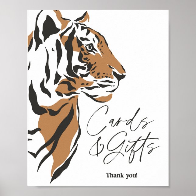 Poster carte de tigre sibérienne de la jungle et signe ca (Devant)