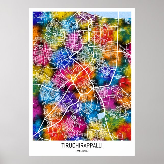 Poster Carte de Tiruchirappalli Tamil Nadu (Devant)
