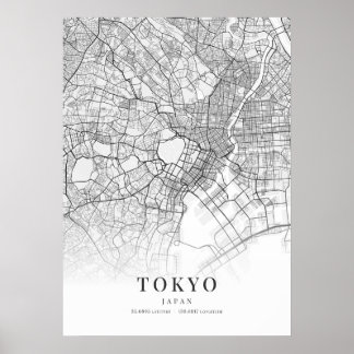 Poster Carte de Tokyo
