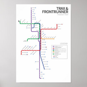 Poster Carte de transit de rail de l'Utah