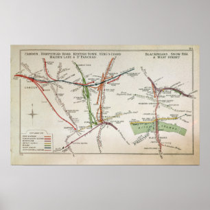 Poster Carte de transport de Londres, c.1915