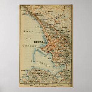 Poster Carte de Trieste Italie vintage (1911)