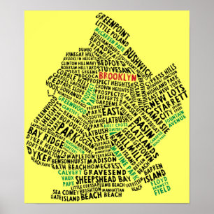 Poster Carte de typographie Brooklyn NYC