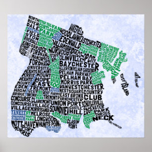 Poster Carte de typographie de Bronx New York City