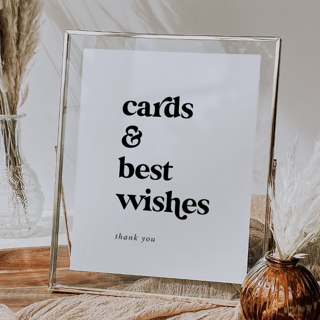 Poster Carte de typographie noire moderne et signe des vo (Modern Black Typography Cards and Best Wishes Sign)