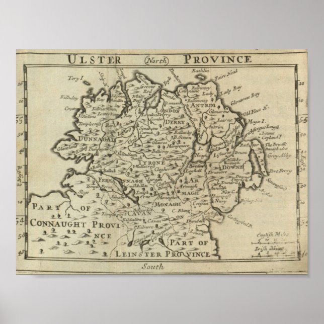 Poster Carte de Ulster (Devant)