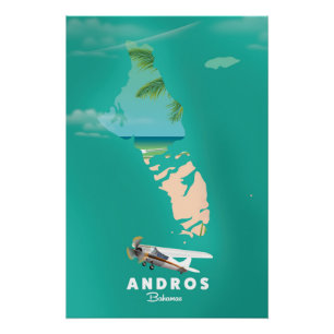 Poster Carte de vacances d'Andros Bahamas.