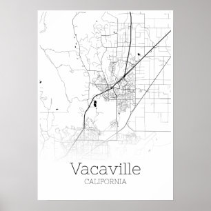 Poster Carte de Vacaville - Californie - Carte de la vill