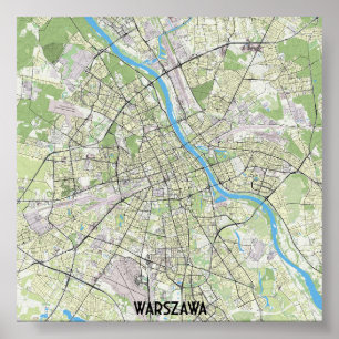 Poster Carte de Varsovie Pologne