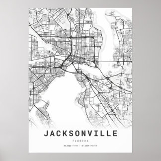 Poster Carte de ville de Jacksonville