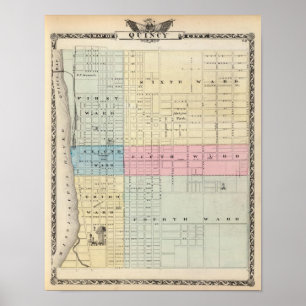 Poster Carte de ville de Quincy