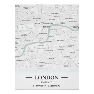 Poster Carte de ville de style classique de Londres, Angl