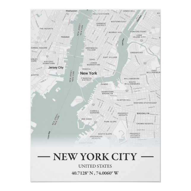Poster Carte de ville de style classique de New York City (Devant)