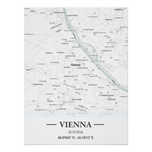 Poster Carte de ville de style classique de Vienne, Autri