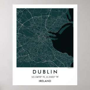 Poster Carte de ville personnalisée de Dublin Irlande aff