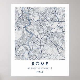 Poster Carte de ville personnalisée de Rome Italie affich