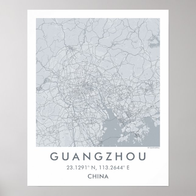 Poster Carte de ville personnalisée Guangzhou Chine Affic (Devant)