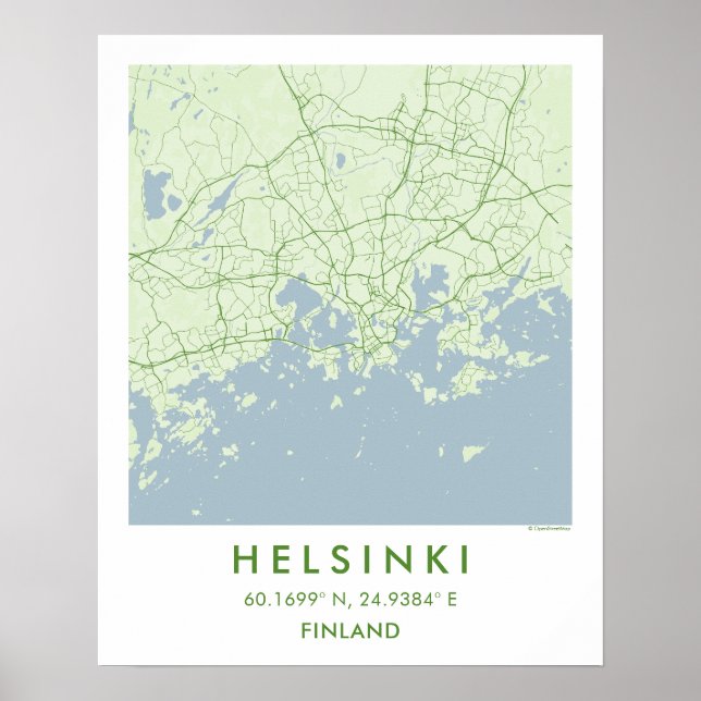 Poster Carte de ville personnalisée Helsinki Finlande aff (Devant)