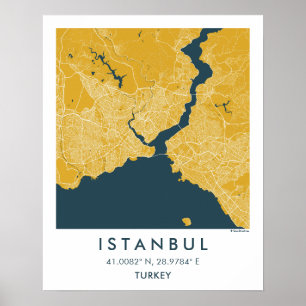 Poster Carte de ville personnalisée Istanbul Turquie Affi