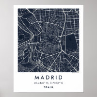 Carte de ville personnalisée Madrid Espagne affich