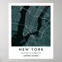 Carte de ville personnalisée New York États-Unis a