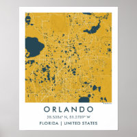 Carte de ville personnalisée Orlando Floride affic