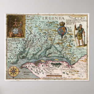 Poster Carte de Virginie 1627