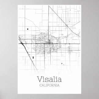 Poster Carte de Visalia - Californie - Carte de la ville