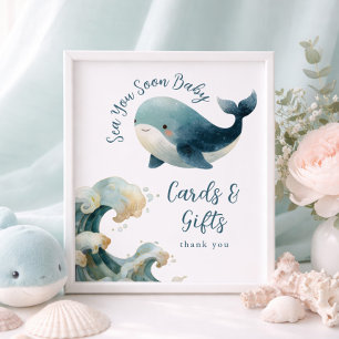 Poster Carte de Voeux Bébé Baleine Sea You Soon Panneau d