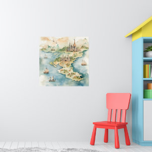 Poster Carte de voyage à l'aquarelle