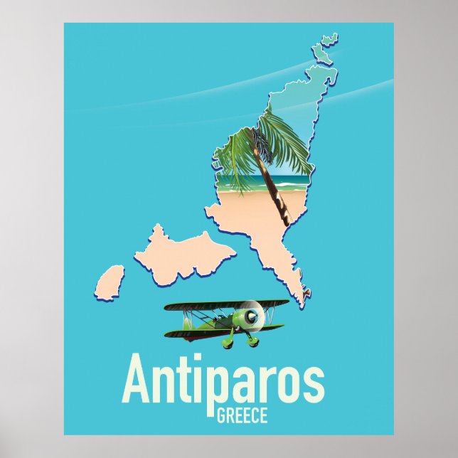 Poster Carte de voyage d'Antiparos Grèce (Devant)