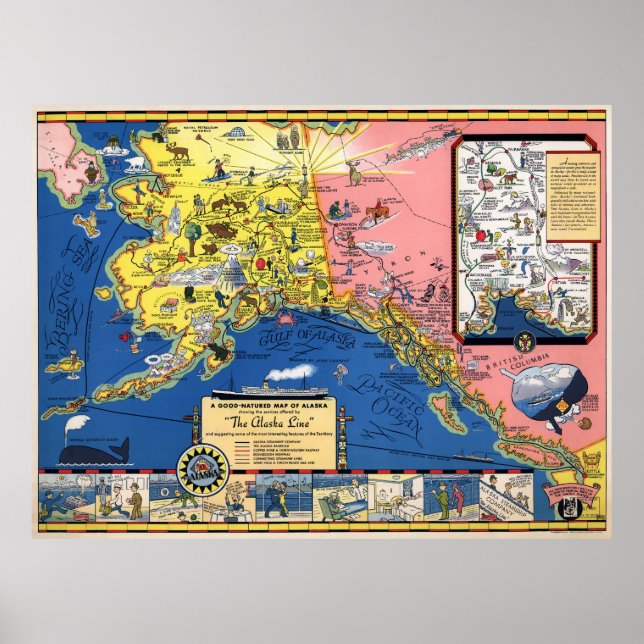 Poster CARTE DE VOYAGE de ALASKA 1934 (Devant)