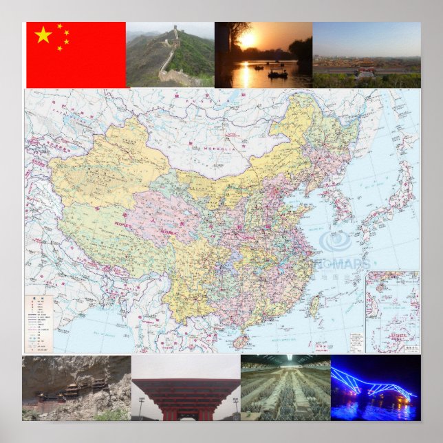 Poster Carte de voyage de Jamie en Chine (Devant)