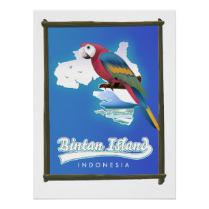 Poster Carte de voyage de l'île de Bintan Indonésie