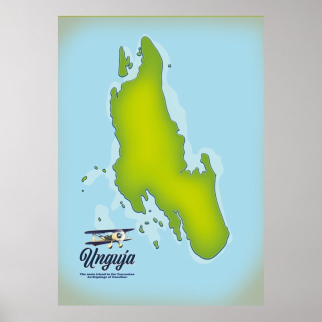 Poster Carte de voyage de l'île d'Unguja (Devant)