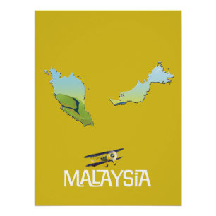 Poster Carte de voyage de Malaisie