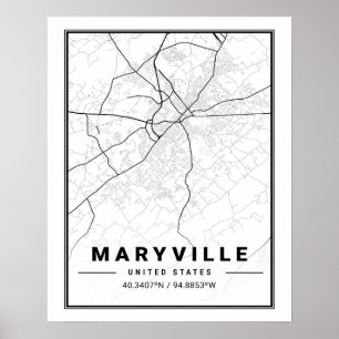 Poster Carte de voyage de Maryville Tennessee États-Unis