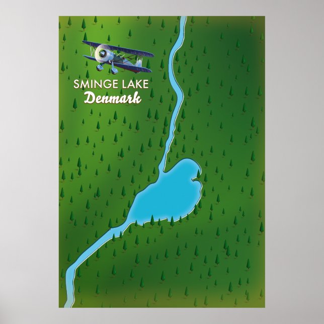 Poster Carte de voyage de Sminge Lake Danemark (Devant)