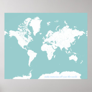 Poster Carte de voyage du monde - couleur personnalisable