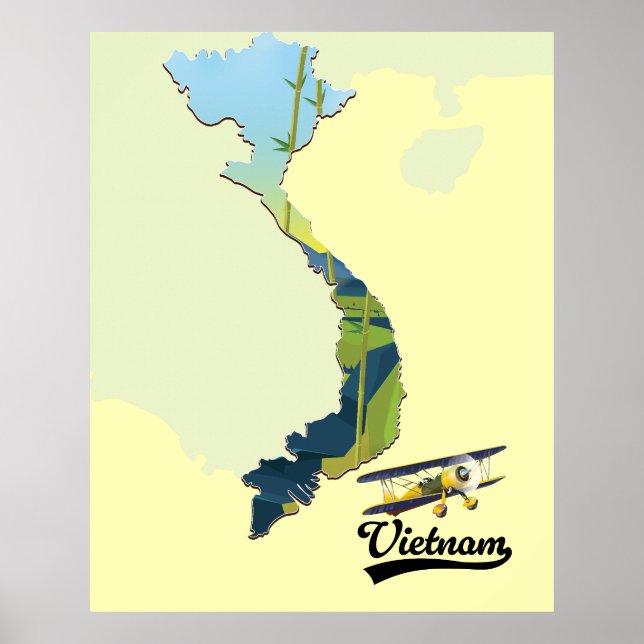 Poster Carte de voyage du Vietnam (Devant)
