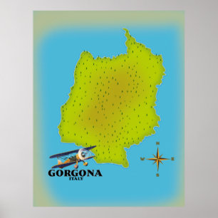Poster Carte de voyage Gorgona Italie poster.