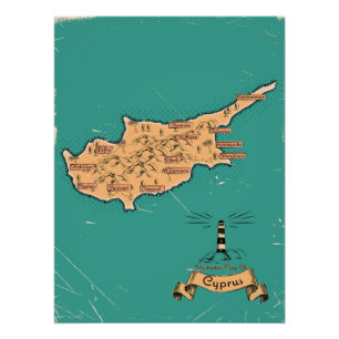 Poster Carte de voyage illustrée de Chypre