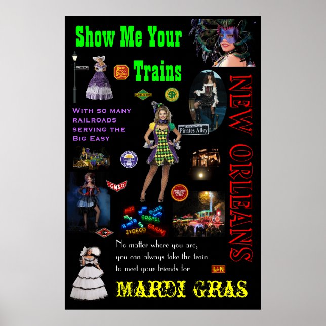 Poster Carte de voyage Mardi Gras des chemins de fer de l (Devant)