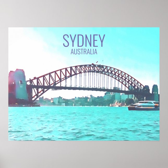 Poster Carte de voyage Sydney Australia Harbour Bridge (Devant)