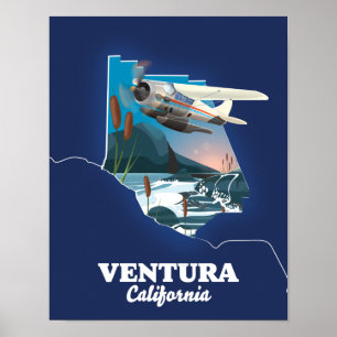 Poster carte de voyage Ventura Californie