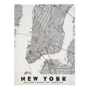 Poster Carte de voyage vintage de la ville de New York