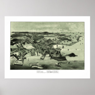 Poster Carte de Woods Hole, Massachusetts de 1887