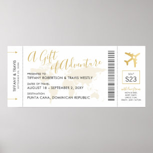 Poster Carte d'embarquement Billet Voyage Cadeau