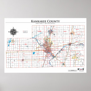 Poster Carte d'enceinte du comté de Kankakee