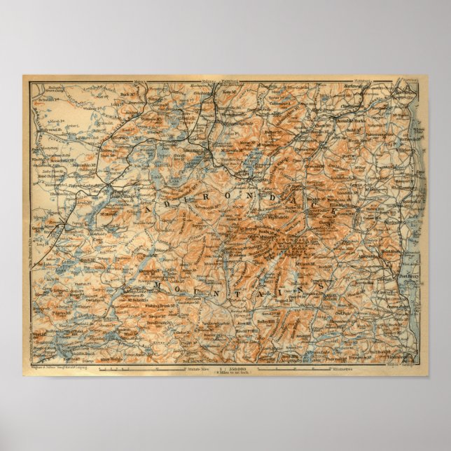 Poster Carte des Adirondacks 1909 du guide de voyage de B (Devant)